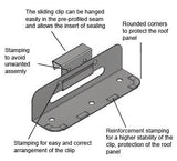 KLING Standing Seam Sliding Clips PLUS, Rib height 38mm with a sliding range of 55 mm